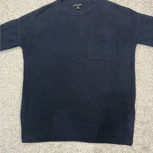 Womens Coastal Navy Blue Pocketed Knit Sweater Medium M